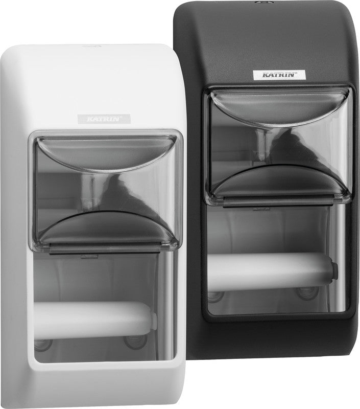 Katrin Toilettenpapierspender – Kunststoff, Schwarz, für 2 Rollen, 14,5 × 14,5 × 30,0 cm