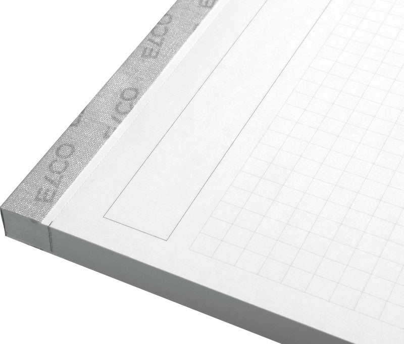 Elco Notizblock Prestige, A4, kariert 5 mm, Klammerheftung, 80 Blatt, perforiert, 80 g/m² – weiss