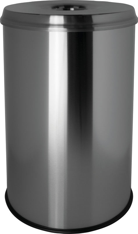 Helit Sicherheitspapierkorb – 30 l – Edelstahl – Selbstlöschender Kopf, TÜV/GS Zertifiziert – Ø 319 × H 503 mm