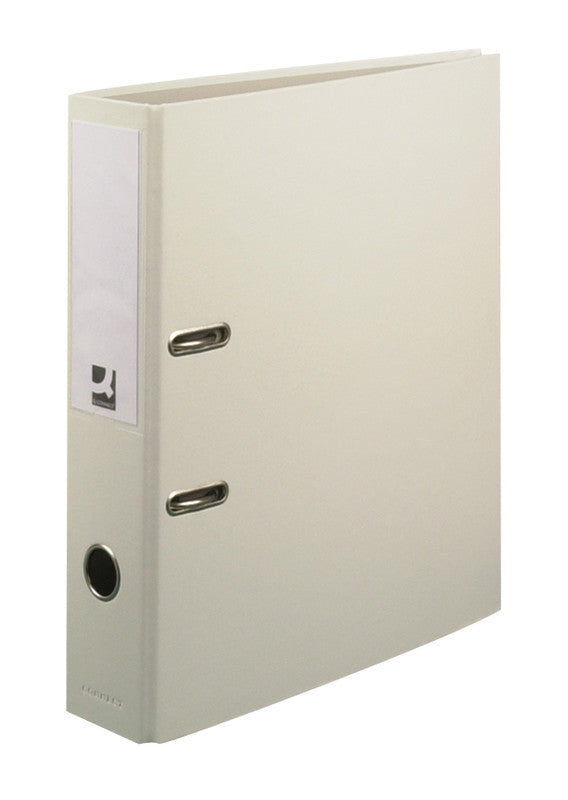 Q-connect Ordner – A4 hoch – 2-Ring Hebelmechanik, Rücken 70 mm – weiss, Karton, mit Niederhalter, FSC