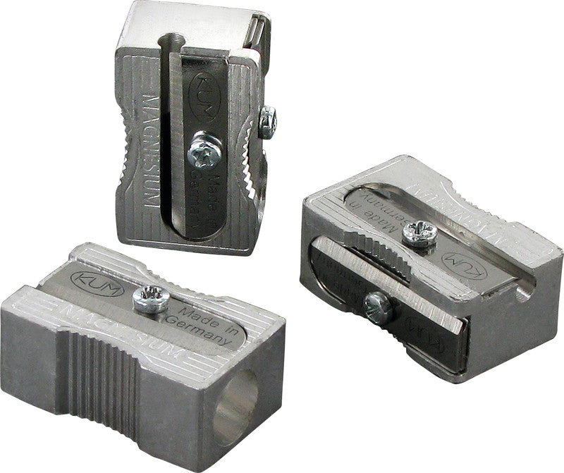 KUM Spitzer – manuell, 1-Loch, ohne Behälter, für Blei- & Buntstifte Ø 8 mm, Magnesium, silber, 400-1E