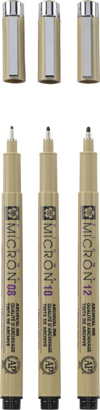 Sakura Pigma Micron Fineliner – 3er-Set – schwarz – wasserfest