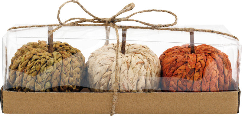 Sifcon Dekorationsakzent Kürbis, Schaumstoff/Mais/Jute, sortiert, 31 × 10 × 10 cm, 3er-Set