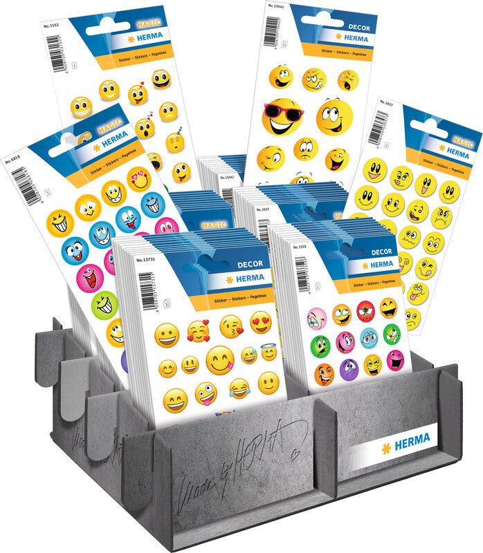 HERMA Schmucketiketten, Happy Faces – 84 × 120 mm – sortiert