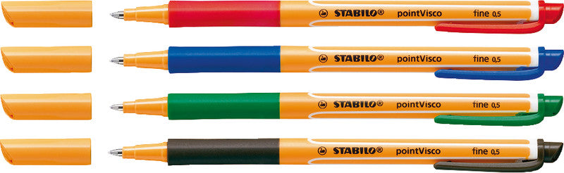 STABILO pointVisco Gelschreiber – schwarz, 0,5 mm, schnelltrocknend, Kappe