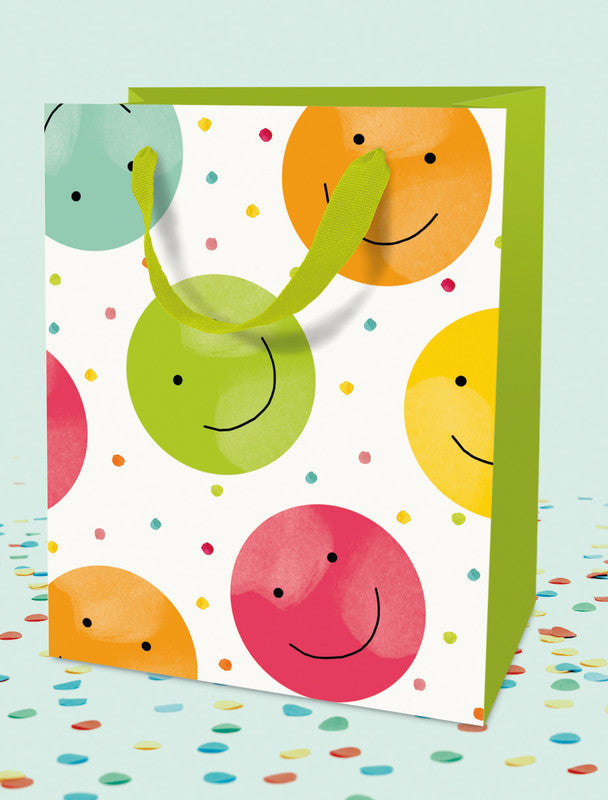 Braun + Company Geschenktasche – Happy Smileys – teillackiert, matt, Papier – 120 × 150 × 60 mm