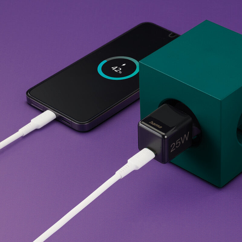 Hama 00201985 USB-Ladegerät 25 W – USB-C×1 – PD 3.0, QC 3.0 – EU-Stecker (Typ C) – Schwarz