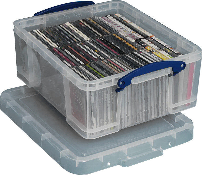 Really Useful Boxes Really Useful Box Aufbewahrungsbox 18 l – stapelbar, verstärkter Boden, 390 × 200 × 480 mm, transparent