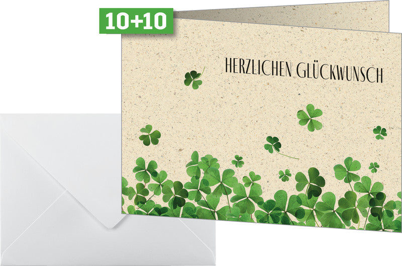 Sigel Grusskarte Luck – A6 (105 × 148 mm) – mit Umschlägen, Text DE, für Inkjet/Laser/Kopierer