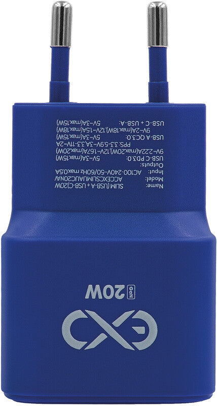EXC Ladegerät – 20 W, 1× USB-C + 1× USB-A, Überspannungsschutz