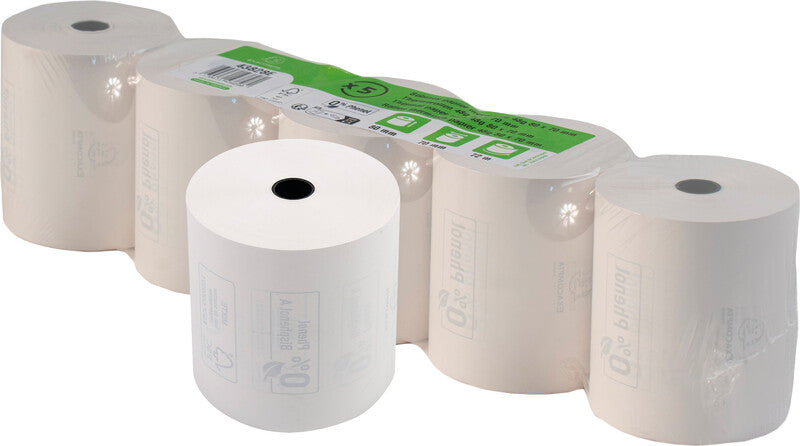 Exacompta Thermorolle 80 × 70 × 12 mm, 72 m, 52 g/m², phenolfrei, weiss