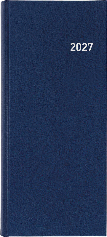 Biella Tower Agenda – 1 Tag/2 Seiten, gebunden, 13,5 × 31,5 cm, Jan–Dez 2027, dunkelblau, FSC