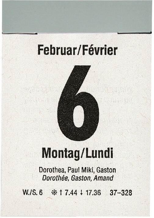 Biella Abreisskalender 2026 – 4 × 5,9 cm – 1 Tag/Blatt – d/f
