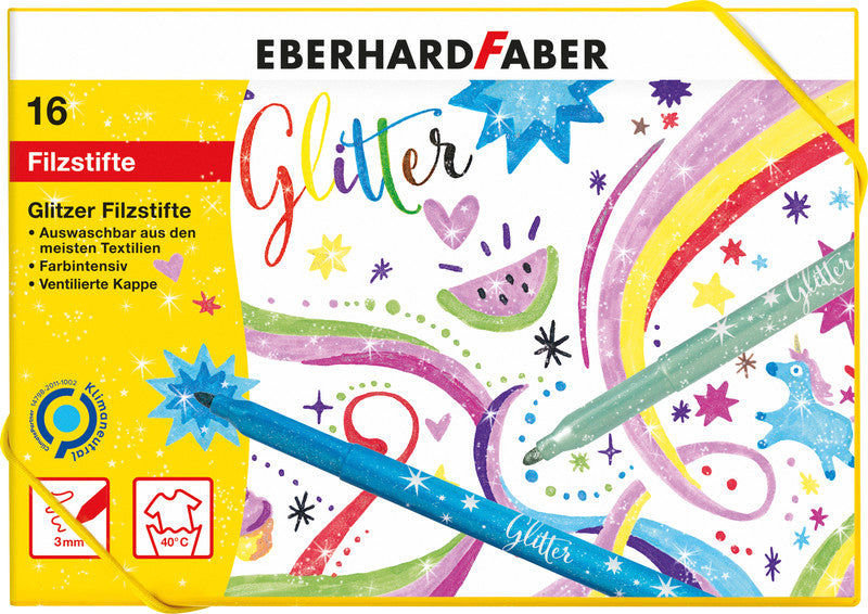 Eberhard Faber Filzstifte, Strichbreite 3 mm, auswaschbar ab 40 °C, 16 Farben