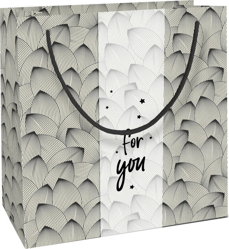 Braun + company Tragetasche – Graphic Lines – Kraftpapier – 200 × 210 × 80 mm – Schwarz-Creme