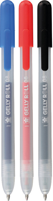 Sakura Gelly Clicker Gelschreiber 3er Set – 3 Farben, 0,4 mm, schnelltrocknend, für dunkles Papier, Kappe