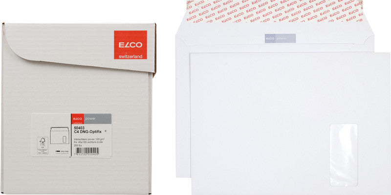 Elco Couvert C5 (229 × 162 mm), ohne Fenster, haftklebend (Optifix), weiss, 120 g/m², Papier – 500 Stk.