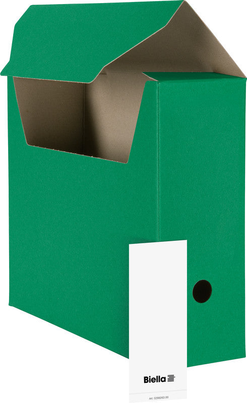 Biella Archivschachtel A4 – mit Einsteckdeckel, Griffloch, 330 × 270 × 100 mm, Grün, 10er Pack