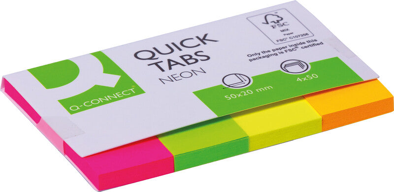 Q-Connect Seitenmarker – 20×50 mm – sortiert, 4×50 Stück, FSC