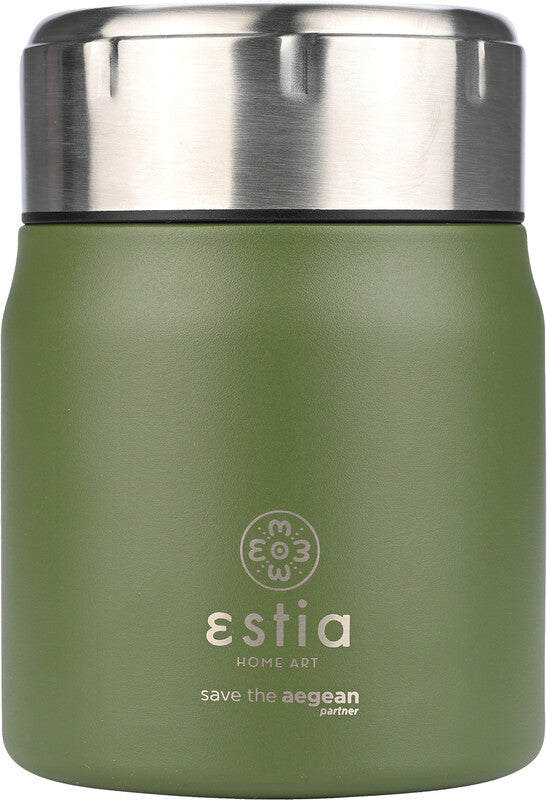 Estia Thermo-Lunchbehälter – 0,5 l – isoliert, auslaufsicher – Edelstahl – grün 'Forest Spirit' – Ø 10 × 14 cm