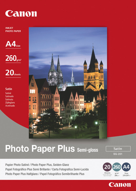 Canon Fotopapier – seidenmatt, A4, 260 g/m², 20 Blatt, einseitig – für Inkjet-Drucker