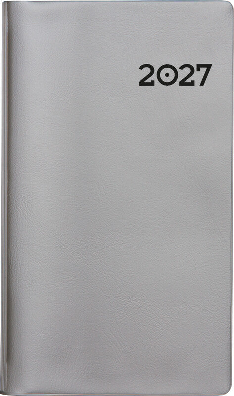 Biella Luzern Agenda – 1 Monat/2 Seiten, geheftet, 8,7 × 15,3 cm, 15 Monate Okt–Dez, silber, PEFC