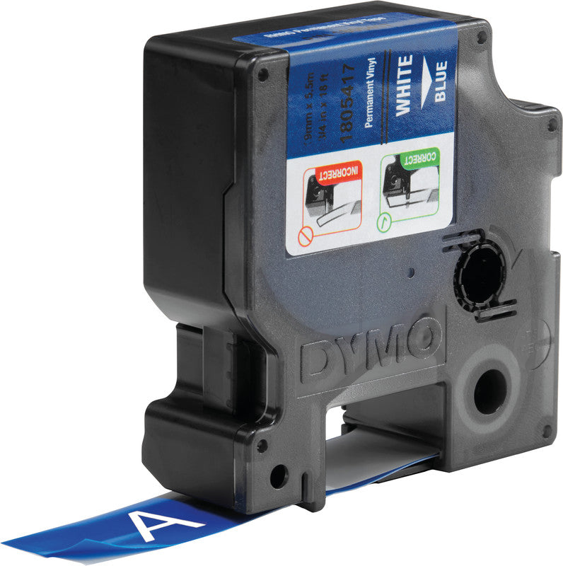 DYMO Schriftband – 19 mm × 5,5 m, blau, weiss – für DYMO Rhino: 3000, 4200, 5000, und andere