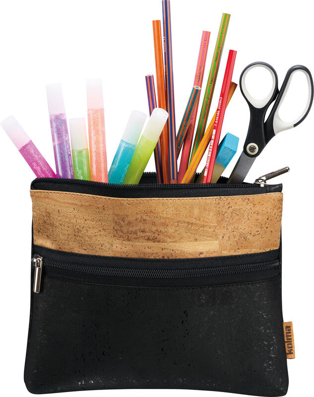 Kolma Reissverschlusstasche – 148 × 210 mm, Kork, Schwarz/Braun – 1 Stück