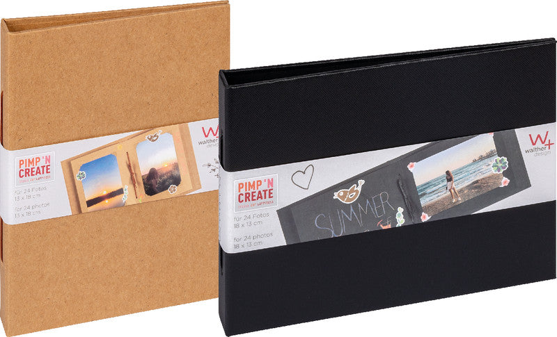 Walther Fotoalbum Pimp 'N Create – für 100 × 150 mm / 130 × 180 mm, 24 Fotos, Kraft, Karton, 155 × 205 mm