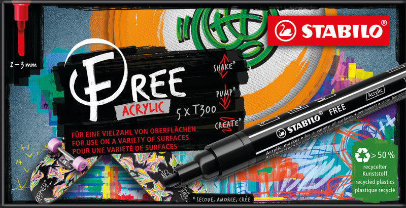 Stabilo Acrylic Marker – sortiert, 5er Set