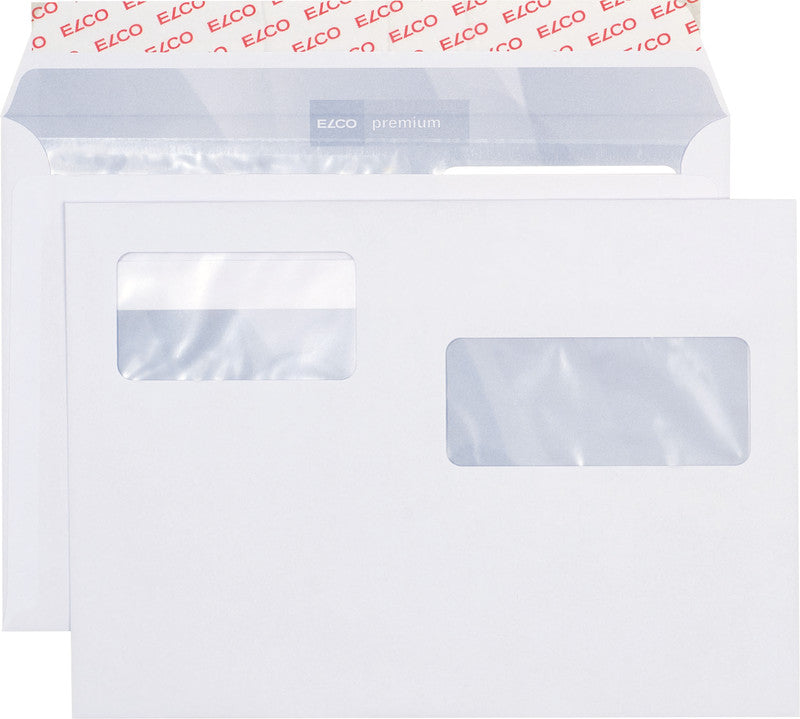 Elco Couvert C5, mit Fenster, selbstklebend, hochweiss, 100 g/m², mit Innendruck – 500 Stk.