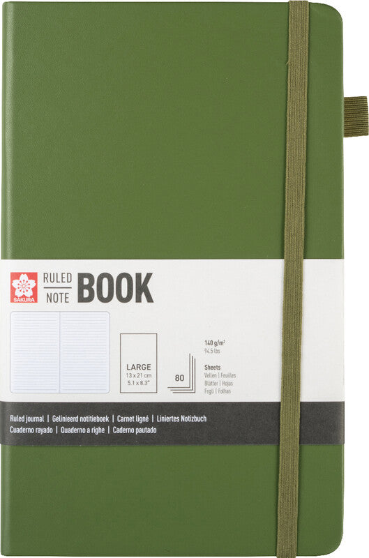 Sakura Notizbuch – 130 × 210 mm – 160 Seiten – 140 g/m² – gebunden, Gummiband, Stiftschlaufe – Kiefernadel