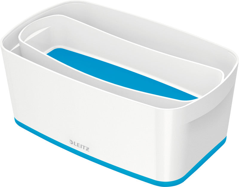 Leitz Aufbewahrungsbox MyBox – Kunststoff, weiss/blau, 31,8 × 12,8 × 19,1 cm