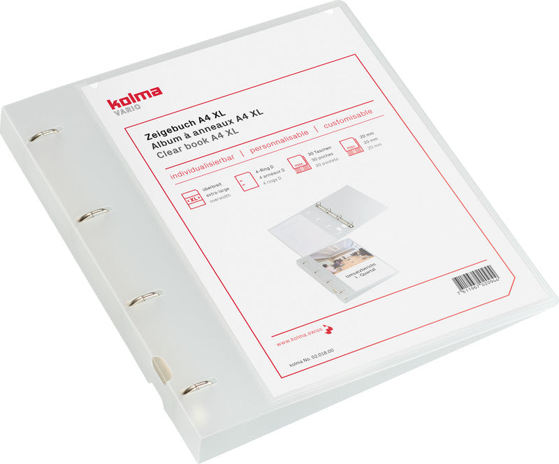 Kolma Sichtbuch Vario XL – A4, mit Fronttasche, transparent, Kunststoff
