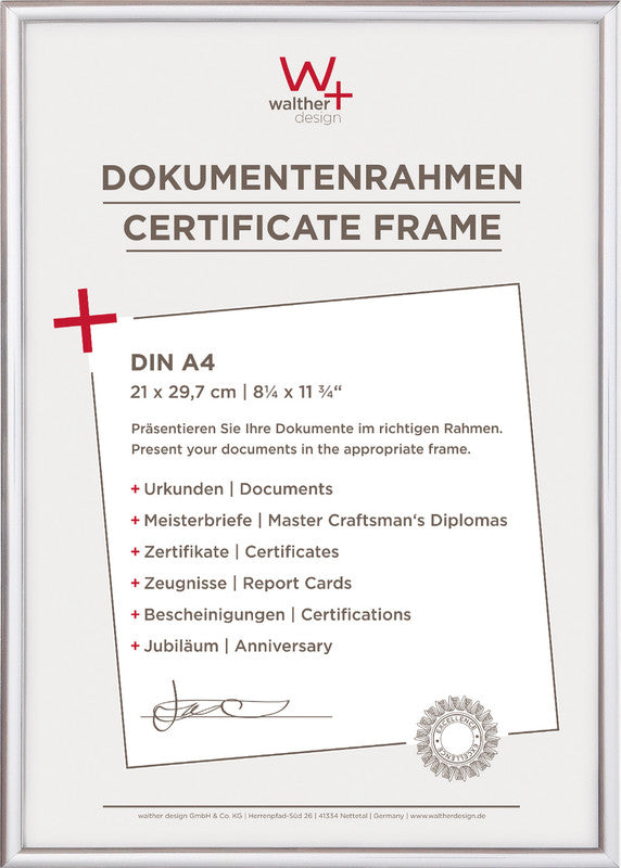 Walther Design Wechselrahmen, New Lifestyle, silber, Kunststoff, 21 × 29,7 cm, mit Aufhänger – eco:plus