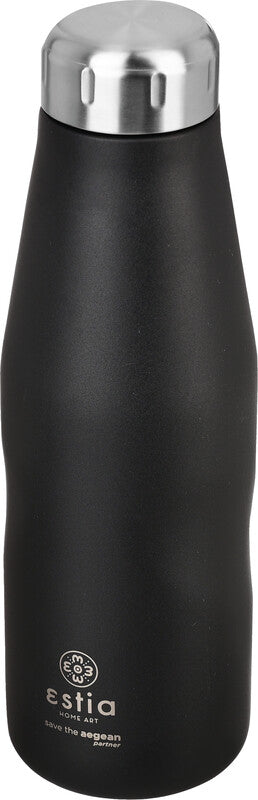 Estia Trinkflasche – 5 dl – Edelstahl, isoliert, Schraubverschluss – Midnight Black