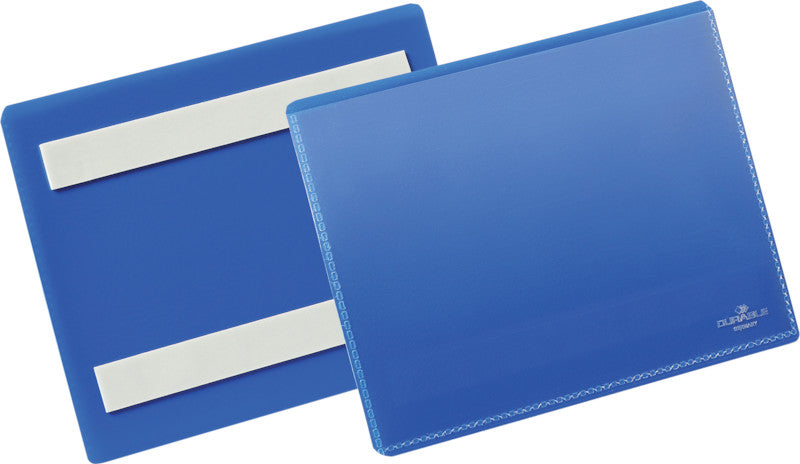 Durable Kennzeichnungstaschen – 105 × 148 mm, blau, selbstklebend, für A6 quer