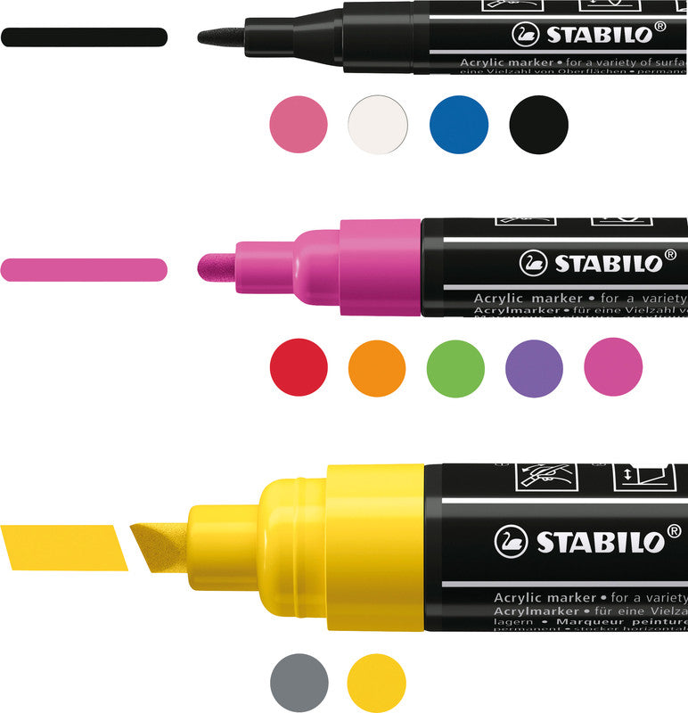 STABILO Acrylmarker – sortiert, 11-teiliges Set