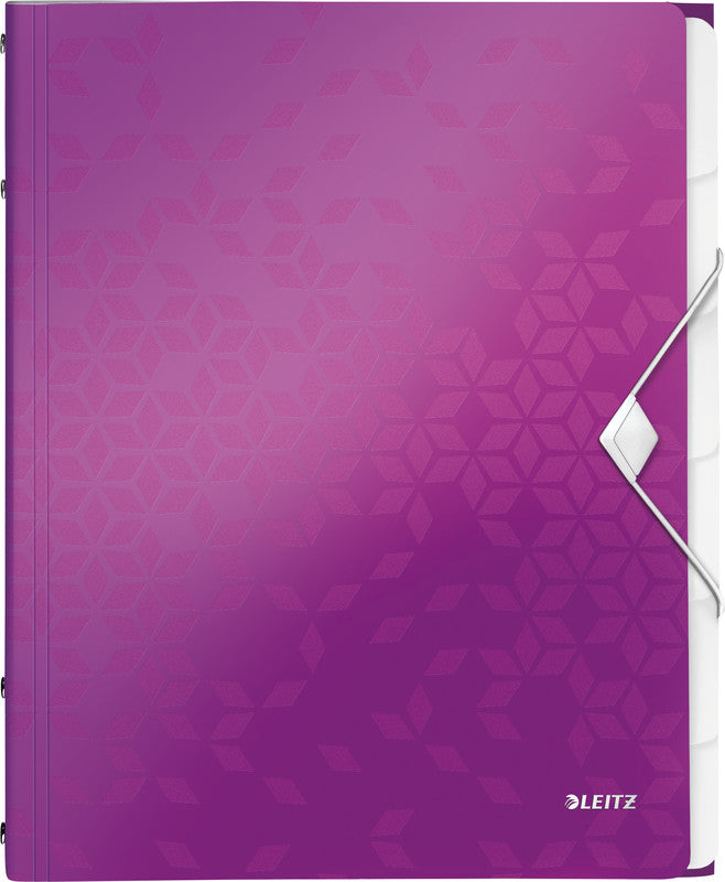 Leitz WOW Fächermappe A4 – 6 Fächer, Gummiband, Polypropylen (PP), metallisch violett