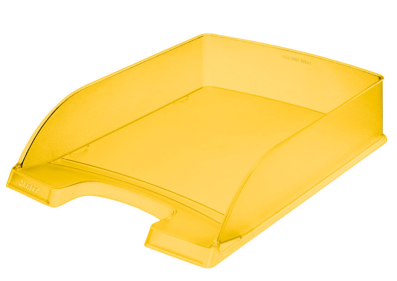 Leitz Briefkorb – mit Griffausschnitt, mit Beschriftungsfeld, matt, gelb, B 255 × H 70 × T 357 mm