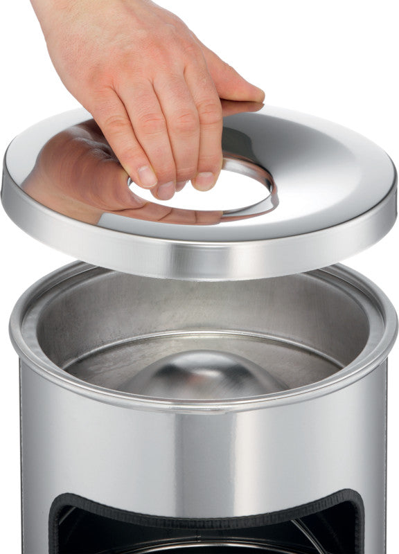 Durable Standascher – 2 + 17 l – Metall, silber metallic – Löschkopf, selbstlöschend – Ø 250 × H 630 mm