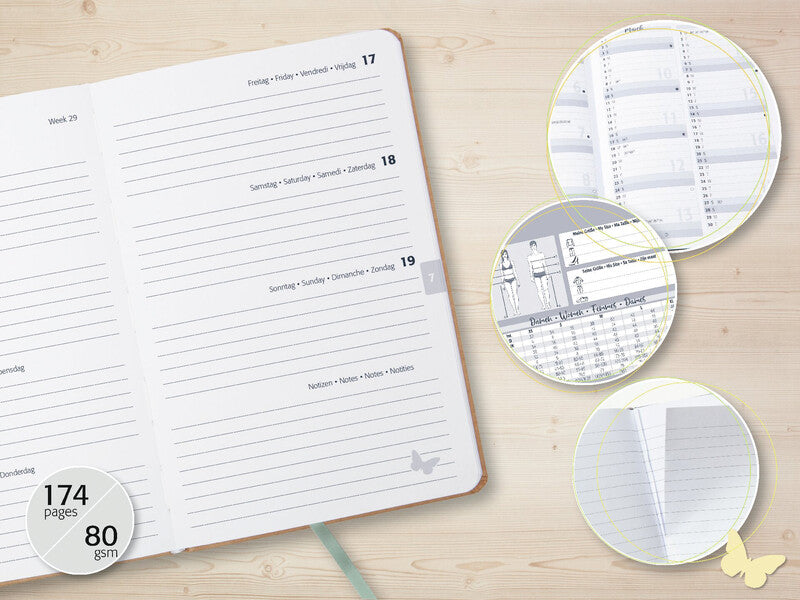 Sigel JOLIE Pure Agenda – 1 Woche/2 Seiten, gebunden, A6, 2026, Green Floral Serenity, FSC