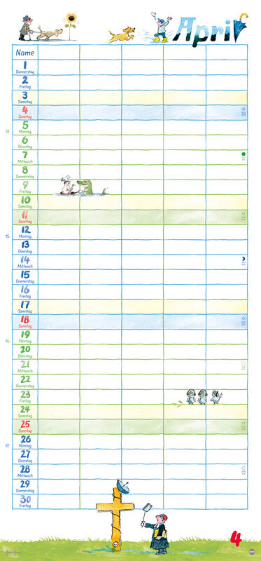 Heye Familienplaner Helme Heine – für Familien – 5 Spalten – Deutsch – 2027 – Spiralbindung – 21 × 45 cm