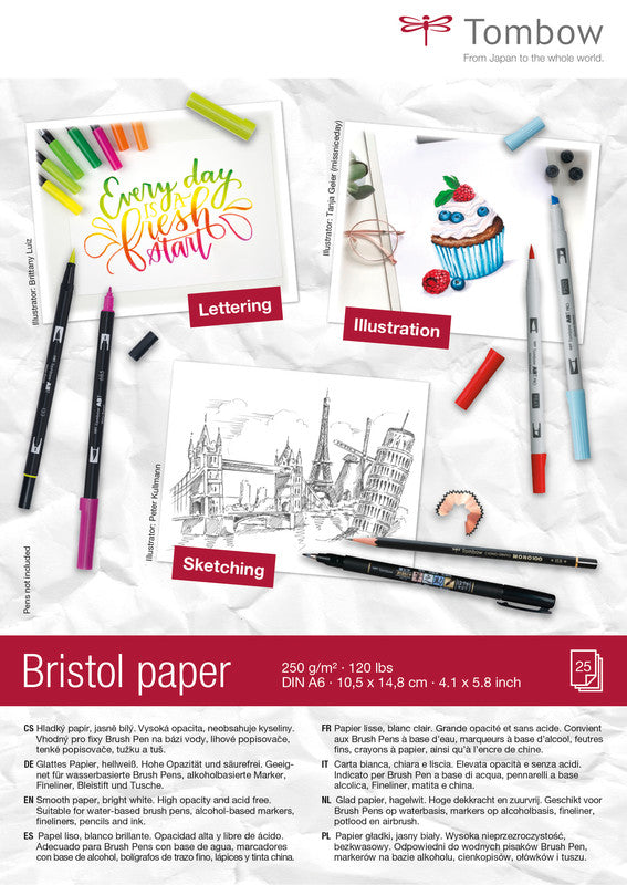 Tombow Bristolpapier zum Zeichnen, Papier, 20 × 29,7 cm, Hellweiss