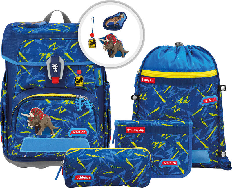 Step by Step Schulrucksack-Set Cloud – 5-teilig – Triceratops – Recycelte Materialien