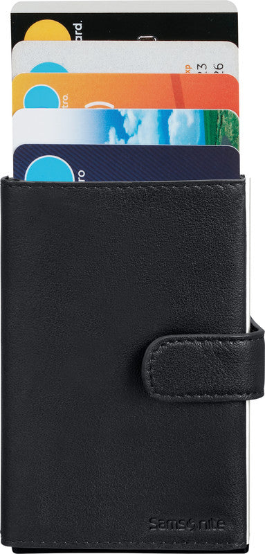 Samsonite Schiebeportemonnaie – 66 × 102 mm, Leder, Schwarz – 1 Stück