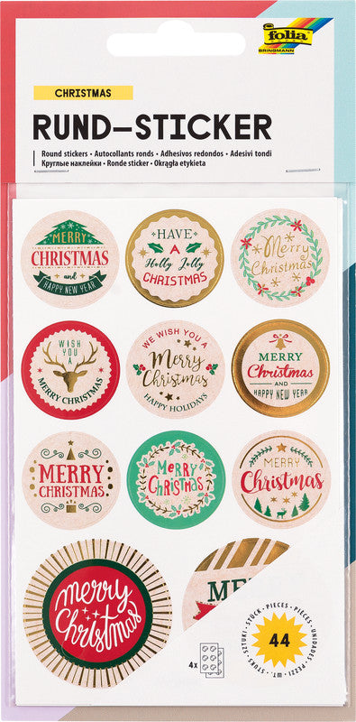 Folia Rund-Sticker, Weihnachten – 90 × 140 mm – mehrfarbig – 44 Stk.