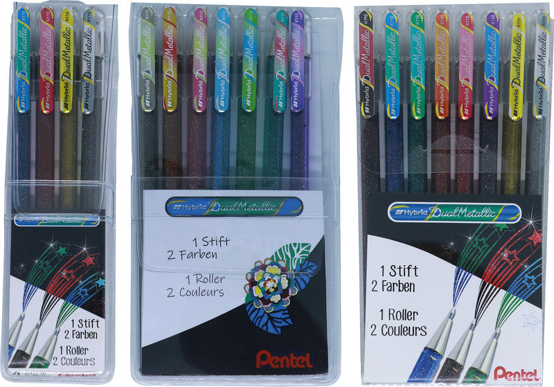 Pentel Hybrid Gel Dual Metallic Gelschreiber – Gold, 1 mm, für dunkles Papier, Kappe