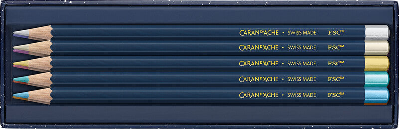 Caran d-Ache Caran d'Ache Farbstifte Cosmic Blue Limited Edition – 10 Metallic-Farben, im Kartonetui, Ø 3 mm