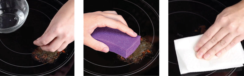 Scotch-Brite Schwamm – Kunststoff, 8 × 8 × 4 cm, violett, für Glaskeramik-Kochfelder, 3 Stk.